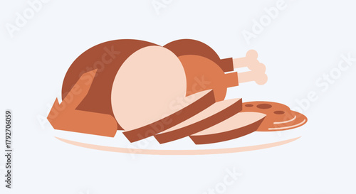 Stylized Roasted Turkey Dinner For Festive Celebration Design