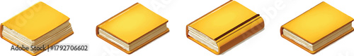 yellow-colored book icon set on a white background, in an isometric view