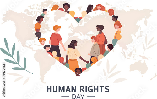 Human Rights Day Illustration – Unity, Love, and Global Peace Awareness