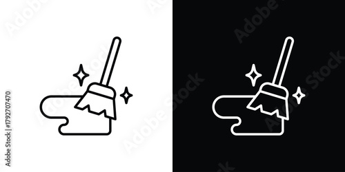 Mop cleaning icons. Editable Stroke. logotype design concept