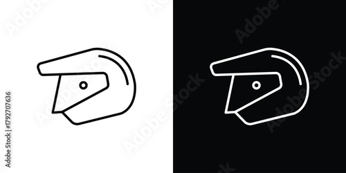 Motorcycle helmet icons. Editable Stroke. logotype design concept