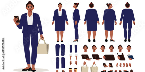 Diverse Female Professional Character Vector Set for Animation & Design