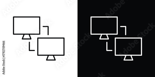 PC data transfer icons. Editable Stroke. logotype design concept