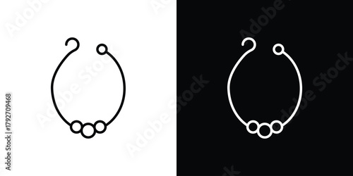 Pearl necklace icons. Editable Stroke. logotype design concept
