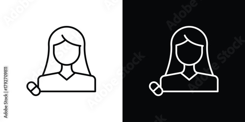 Pharmacist icons. Editable Stroke. logotype design concept