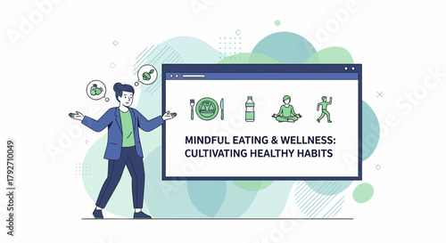 Concept Of Mindful Eating Habits And Wellness With Healthy Lifestyle