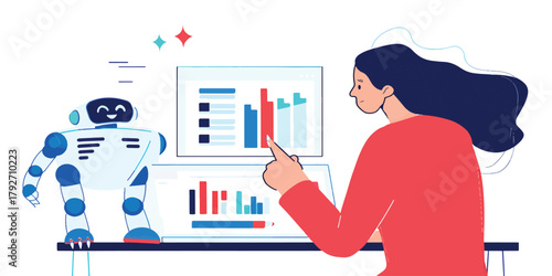 Analyzing Data with a Robot and Woman Assistant