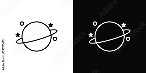 Planet saturn icons. Editable Stroke. logotype design concept