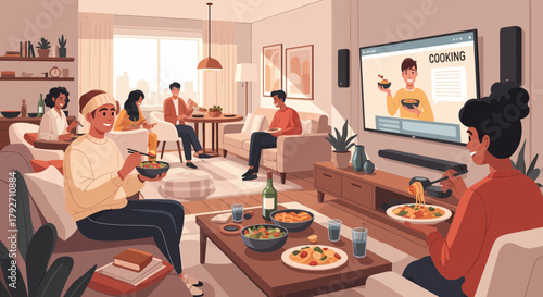 Enjoying Home Cooked Meals Together In A Cozy Interior