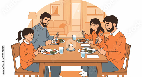 Family Dinner Together Celebrating A Special Moment At Home