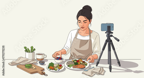 Female Blogger Creating Healthy Food Content For Social Media