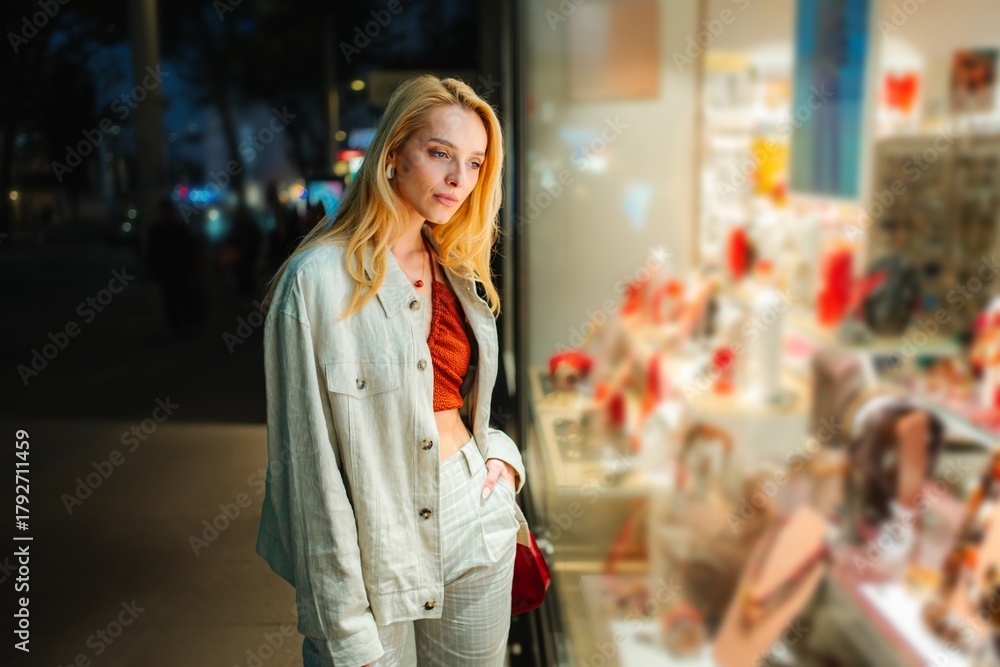 custom made wallpaper toronto digitalYoung woman window shopping on a city street in Vienna