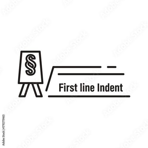 Paragraph symbol and text indicating first line indent