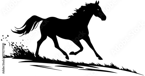 Silhouette of Galloping Horse on Hill – Dynamic Nature Scene