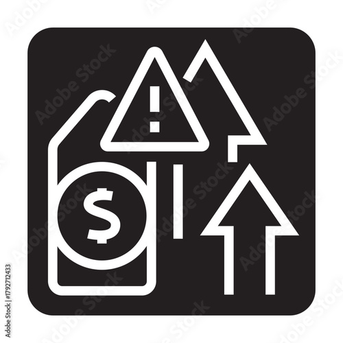 inflation black line icon for digital and print projects.