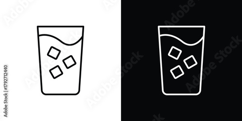Refreshing cold drink icons. Editable Stroke. logotype design concept