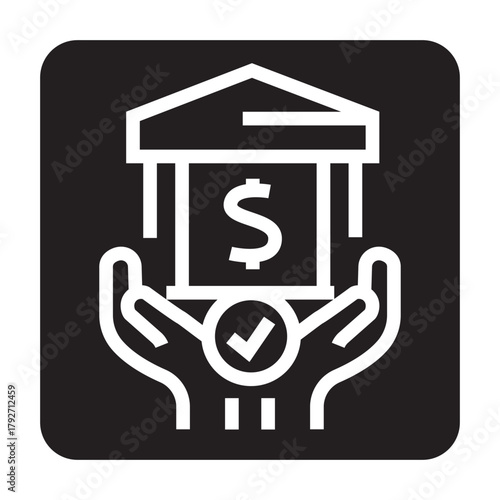 monetary policy black line icon for digital and print projects.