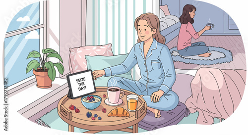Seize The Day With Breakfast In Bed And Positive Affirmation