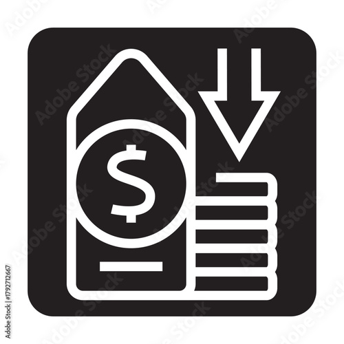deflation black line icon for digital and print projects.
