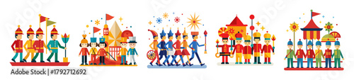 New year parade celebration colorful figures festive atmosphere