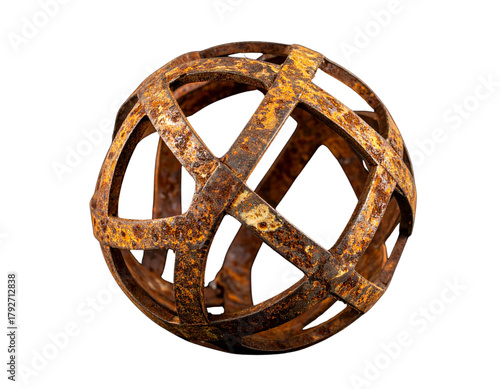 old rusty metal ball isolated