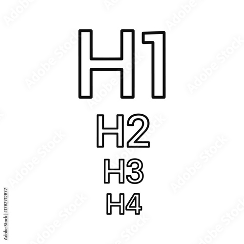 Typographic hierarchy example with h1, h2, h3, h4 text sizes