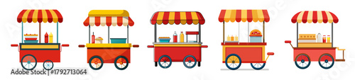 Retro hot dog cart collection vibrant fun food cart graphics
