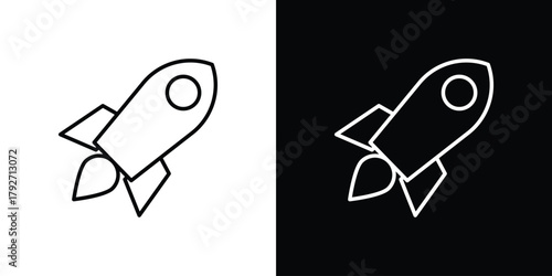 Rocket icons. Editable Stroke. logotype design concept