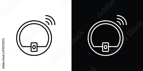 Robot vacuum cleaner icons. Editable Stroke. logotype design concept