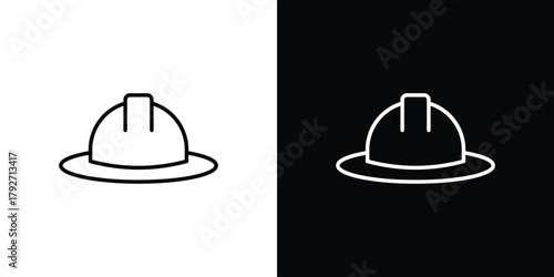 Safety helmet icons. Editable Stroke. logotype design concept