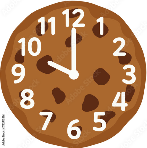 Chocolate Chip Cookie Clock Icon Showing 10 O'Clock