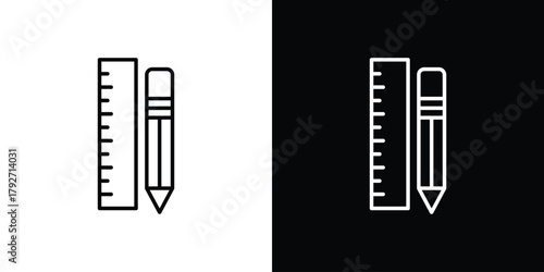 School supplies icons. Editable Stroke. logotype design concept