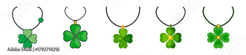Green shamrock charm with chain festive st patricks day lucky symbol