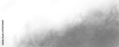 A pale smoke cloud twists slowly in curling waves. Its layers blend seamlessly into the darkness. The scene has an ethereal cinematic feel. PNG