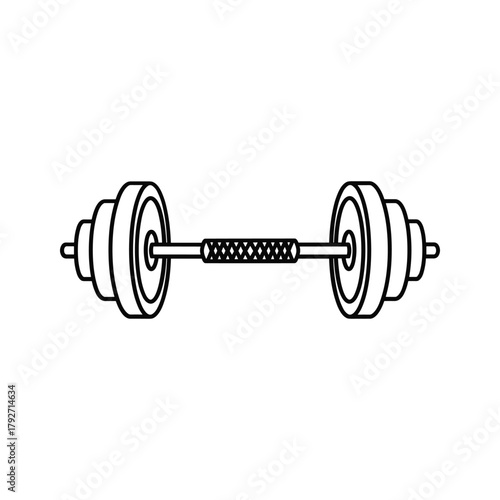 Outline drawing of a dumbbell, a classic weightlifting and fitness equipment