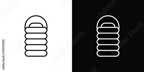 Sleeping bag icons. Editable Stroke. logotype design concept