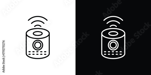 Smart speaker icons. Editable Stroke. logotype design concept