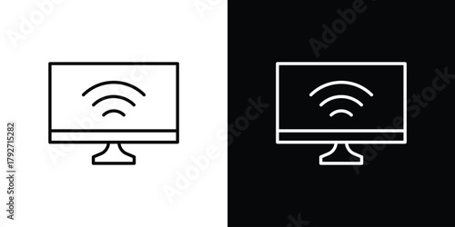 Smart tv icons. Editable Stroke. logotype design concept