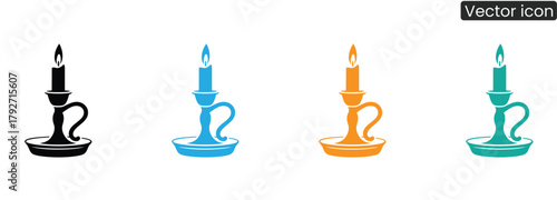 Versatile candlestick icons evoke warmth and elegance. Ideal for vintage themes, spiritual concepts, or adding a touch of classic charm to any design project.