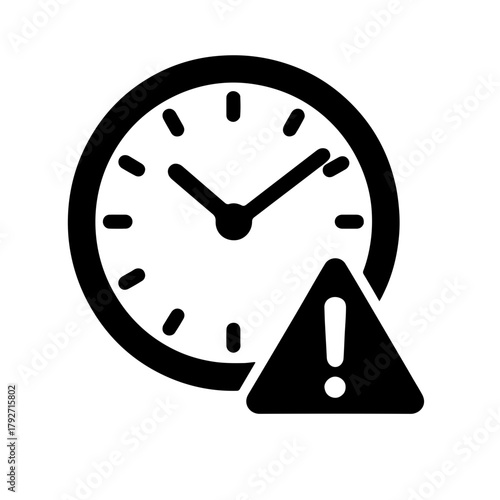 Black and White Deadline Clock Icon