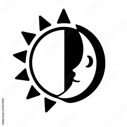 Black and White Day and Night Transition Icon