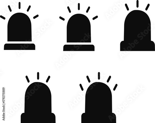 Emergency alert icon set.emergency siren icon set in black and red and filled and outlined. urgent alert security system symbol collection for apps websites.Ambulance icon line design.