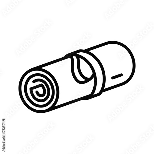 Rolled yoga mat for fitness, exercise, and meditation equipment