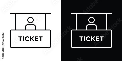 Ticket office icons. Editable Stroke. logotype design concept