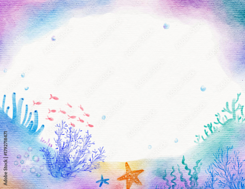 Obraz premium Underwater watercolor illustration on high-quality textured paper