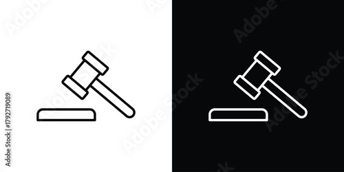 Trial hammer icons. Editable Stroke. logotype design concept