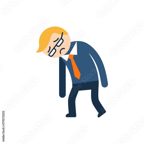 Sad Businessman With Glasses Slouching Depicting Failure Disappointment Or Depression In Business And Corporate Life