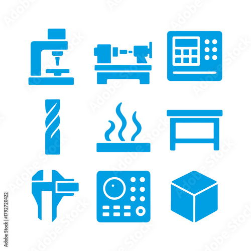 Industrial manufacturing and technology icons set