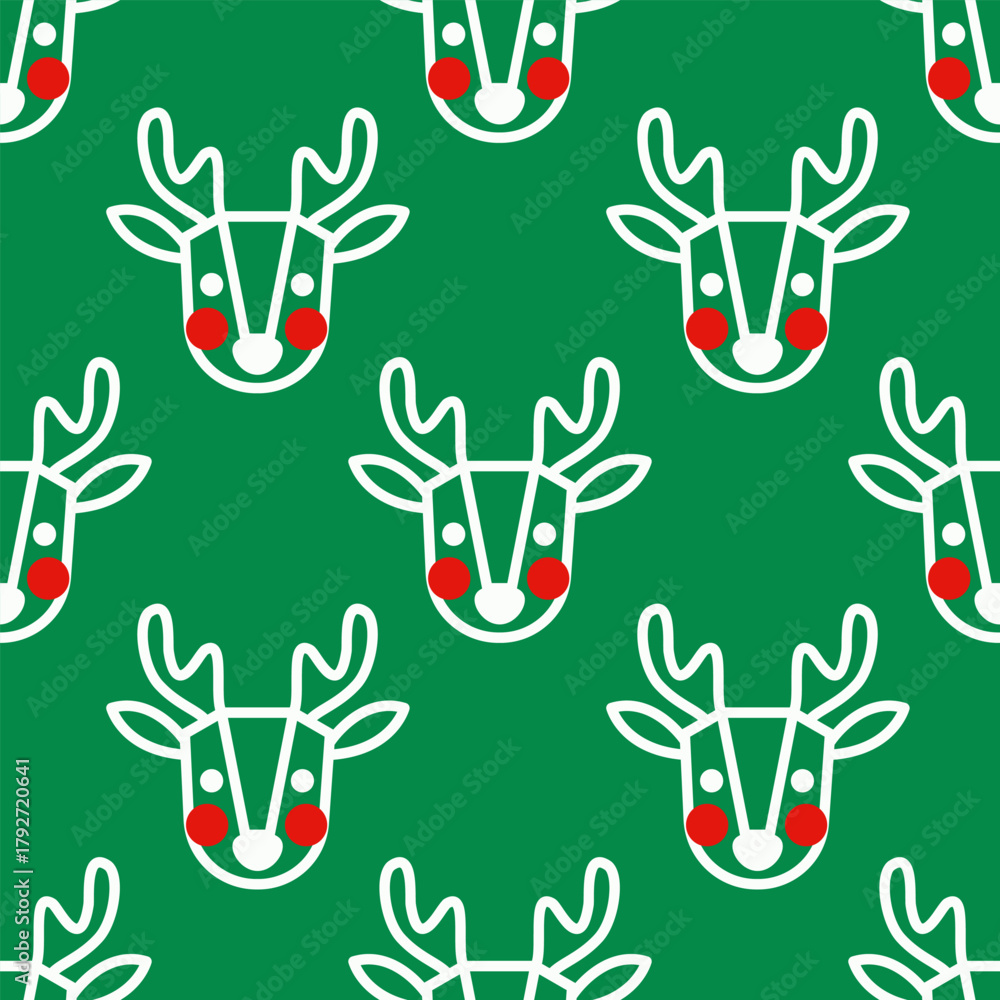 Fototapeta premium seamless pattern of cute, minimalist Christmas reindeer heads
