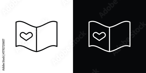 Wedding album icons. Editable Stroke. logotype design concept